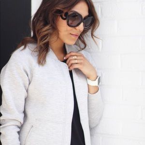 Grey Zip Front Neoprene Jacket with Zip Pockets